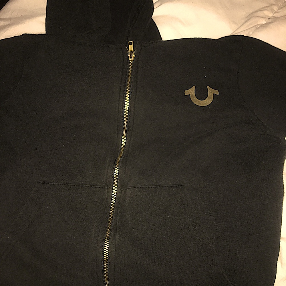 Gold and black True religion hoodie